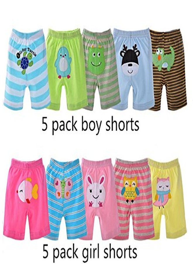 Monvecle Unisex Baby Multi Pieces Newborn to Toddler Cotton Long Pants Shorts Gift Sets (US, Age, 6 Months, 5pcs Random Color -Girl Shorts) - Image 5
