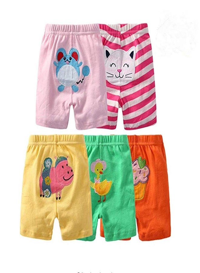 Monvecle Unisex Baby Multi Pieces Newborn to Toddler Cotton Long Pants Shorts Gift Sets (US, Age, 6 Months, 5pcs Random Color -Girl Shorts) - Image 1