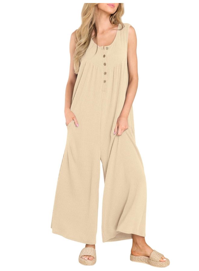 New Summer Women's Clothing European And American Fresh Casual Women's Pocket Jumpsuit