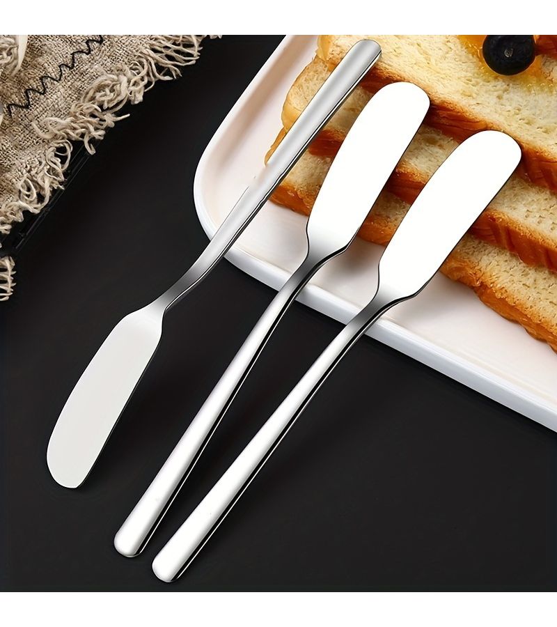 Set Of 3 Stainless Steel Butter Knife Cheese Spreader Jar Spatula Metal Kitchen Household Cream Spatula Versatile Kitchen Tools Essentials - Image 1
