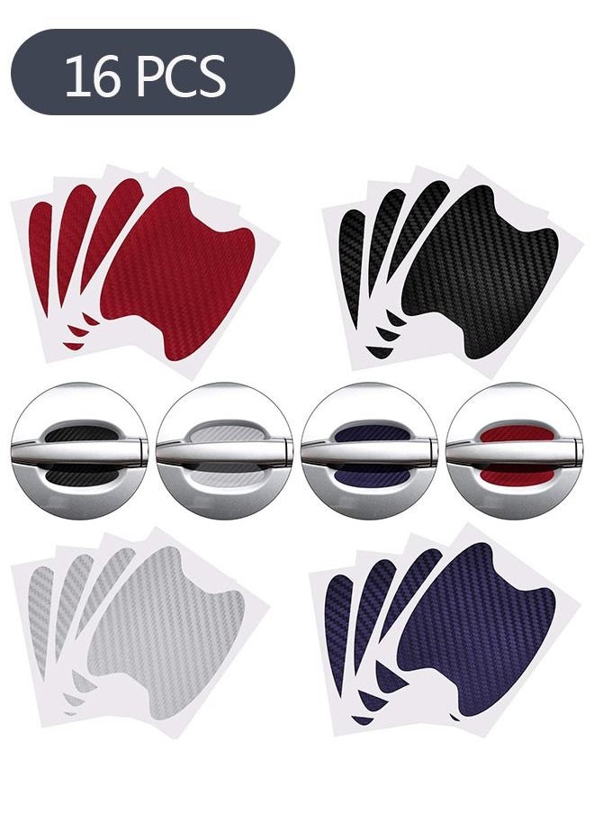 Ant 16-Piece Car Door Handle Sticker, Carbon Fiber Anti-Scratches Car Door Cup Protector, Non-Marking Auto Door Handle Protective Film for Most Car Handles  - Image 1