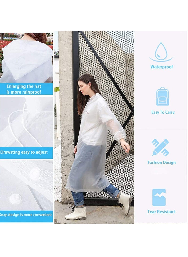 SYOSI Raincoat Rain Poncho for Adults, EVA Rain Poncho for Women and Men Reusable Raincoat Jacket Packable Raincoat for Family FishingTravelEmergencyno PVC with Hood and Elastic Sleeveng - Image 5
