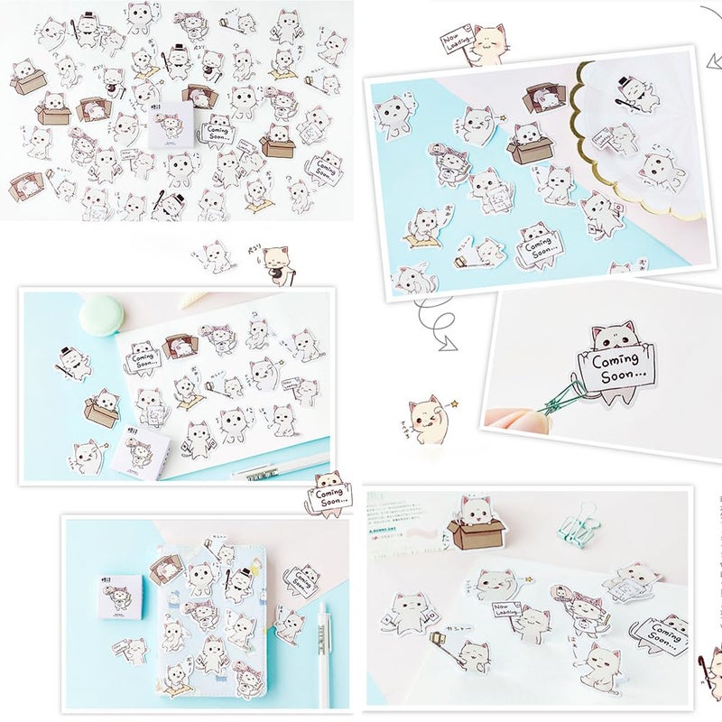 Obujopal 45pcs Cute Cat Stickers for Scrapbooking, Bullet Journal, DIY Decoration, Planners, Suitcase, Diary, Notebooks, Album, Laptop, Phone Cases, and Art Crafts - Image 3