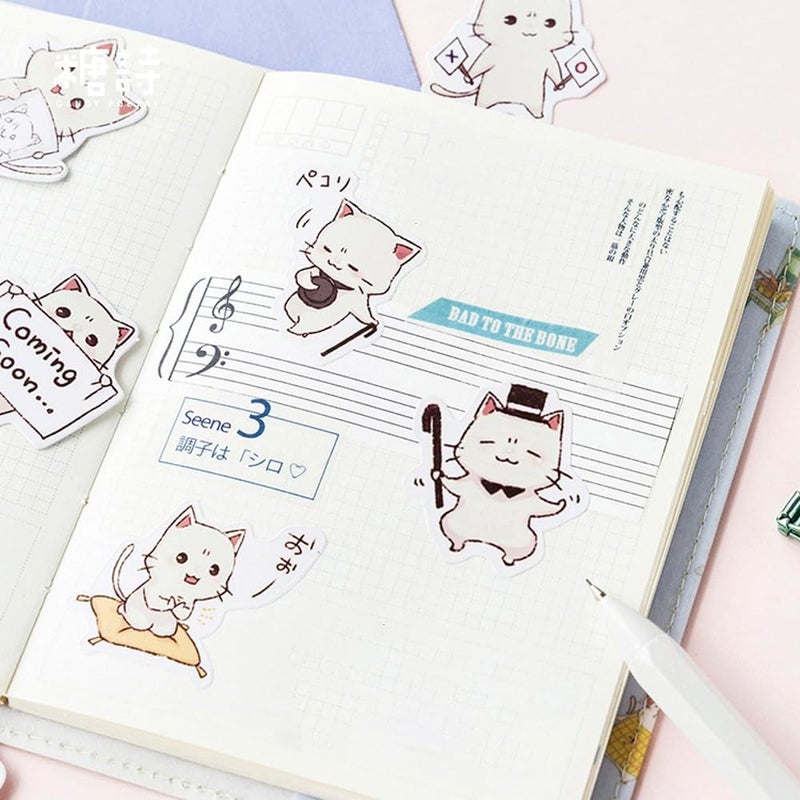 Obujopal 45pcs Cute Cat Stickers for Scrapbooking, Bullet Journal, DIY Decoration, Planners, Suitcase, Diary, Notebooks, Album, Laptop, Phone Cases, and Art Crafts - Image 4