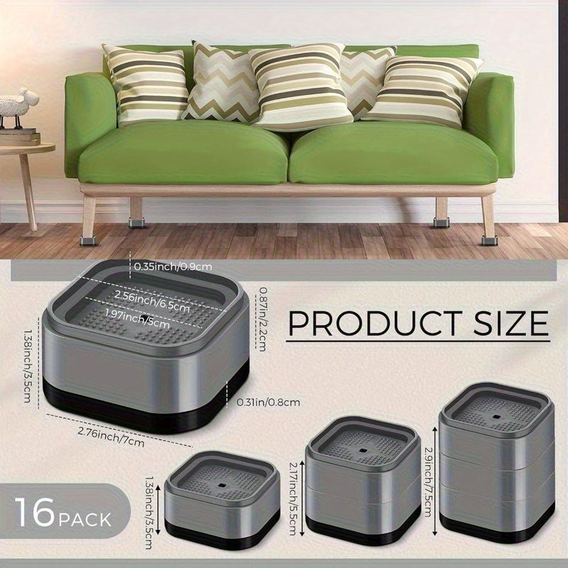12 Black Heavy Duty Adjustable Furniture Lift Stackable Bed Table Leg Raiser With Anti Slip Grip For Mattress Chair Sofa Durable Plastic Multi Functional Compact Design - Image 3