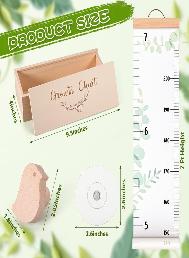 DoubleFill Height Growth Chart Wall for Kids with Wooden Keepsake Box & Hook 7 ft Children Height Measurement Canvas Measure Ruler Baby Growth Tracker Board Removable Nursery Wall Decor(Bird) - Image 2