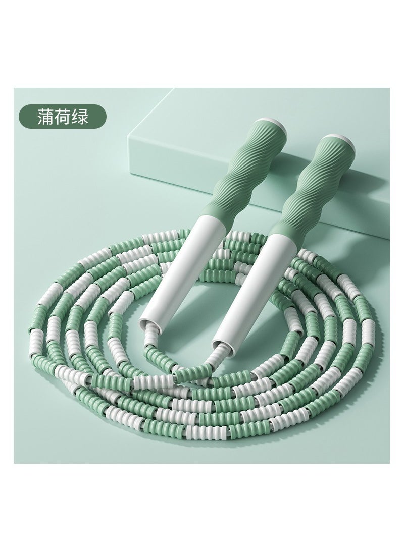 Generic - Bamboo Handle Jump Rope for Team Relay Mint green [ 2.8m bamboo skipping rope] soft beads are easier to jump - Image 1