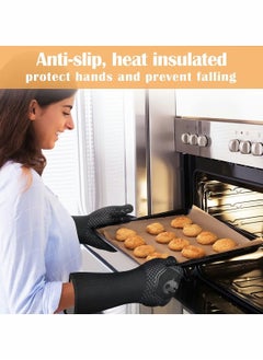 XiuWoo Long Silicone Oven Mitts Washable BBQ Grill Gloves Heat Resistant  - Image 3