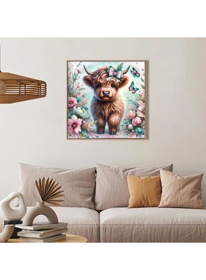 Camocin Highland Cow Diamond Art Kits for Adults Beginners, 5D Highland Cow Diamond Dots Painting Kits, DIY Diamonds Painting with Round Gem Art Kits for Home Wall Decor Gifts 14 x 14 Inch - Image 2