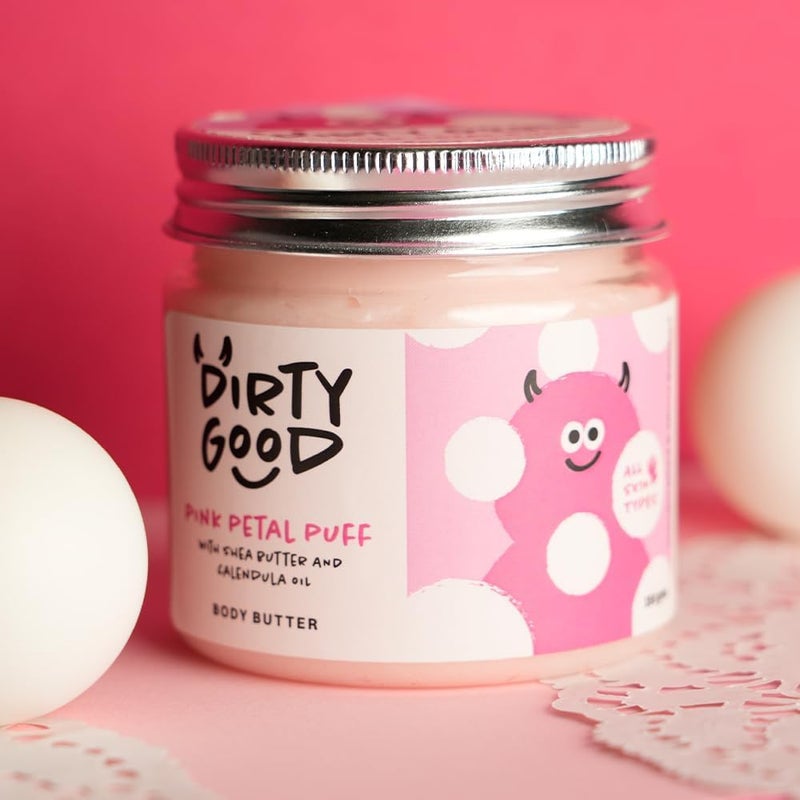 Dirty Good Pink Petal Puff Body Cream 150g Pack Of 1 Body Butter with Shea Butter Almond Avocado OilCalendula OilRenewing Smoothing Scented Body Cream Deep Hydration For Dry Skin Repair - Image 1