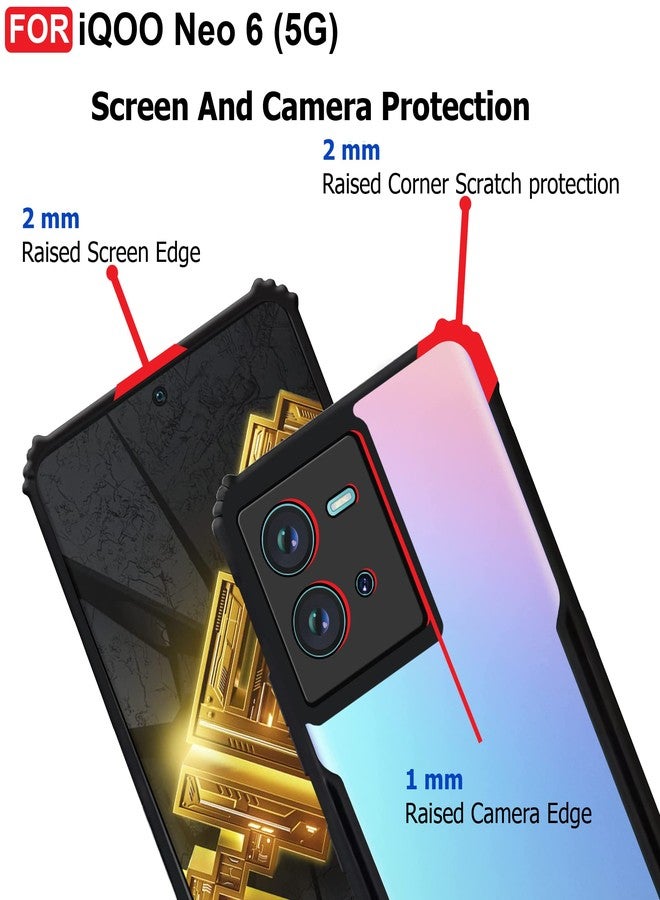 CEDO Backcover for iQOO Neo 6 (5G) | Camera Protection Shockproof Bumper-Edge | Acrylic Crystal Clear 360 Degree Protection TPU+PC | Transparent Eagle Back Case Cover (Black) - Image 4