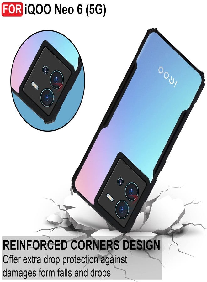 CEDO Backcover for iQOO Neo 6 (5G) | Camera Protection Shockproof Bumper-Edge | Acrylic Crystal Clear 360 Degree Protection TPU+PC | Transparent Eagle Back Case Cover (Black) - Image 3