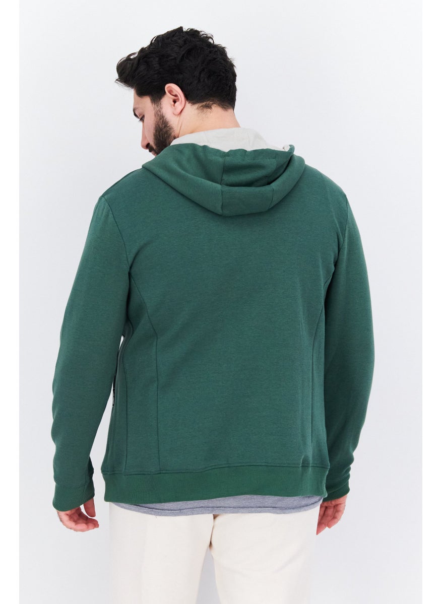 NorthLand Men Sportswear Fit Long Sleeves Outdoor Hooded Sweatshirt, Green  - Image 4