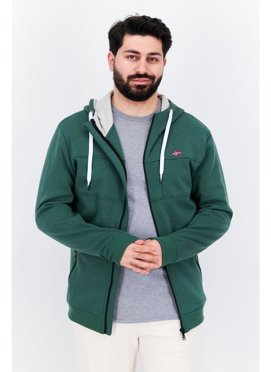NorthLand Men Sportswear Fit Long Sleeves Outdoor Hooded Sweatshirt, Green  - Image 1