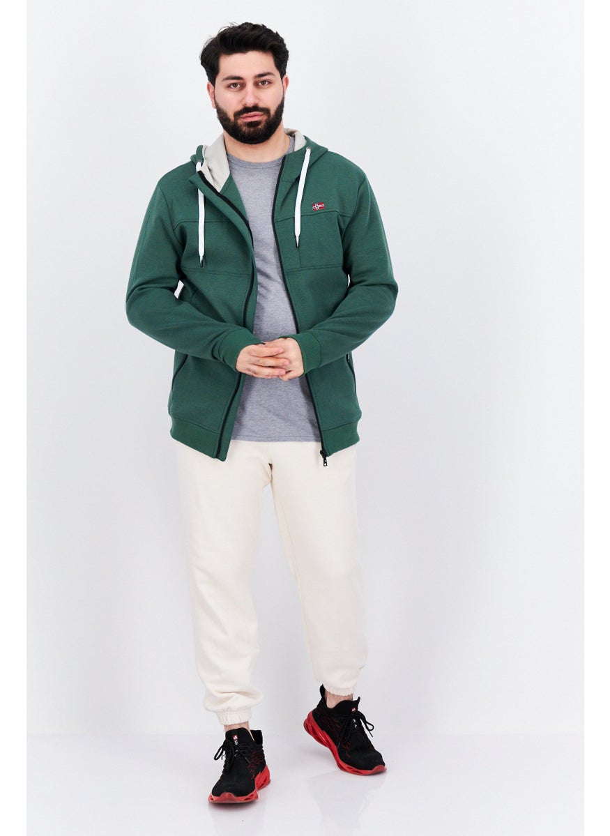 NorthLand Men Sportswear Fit Long Sleeves Outdoor Hooded Sweatshirt, Green  - Image 3