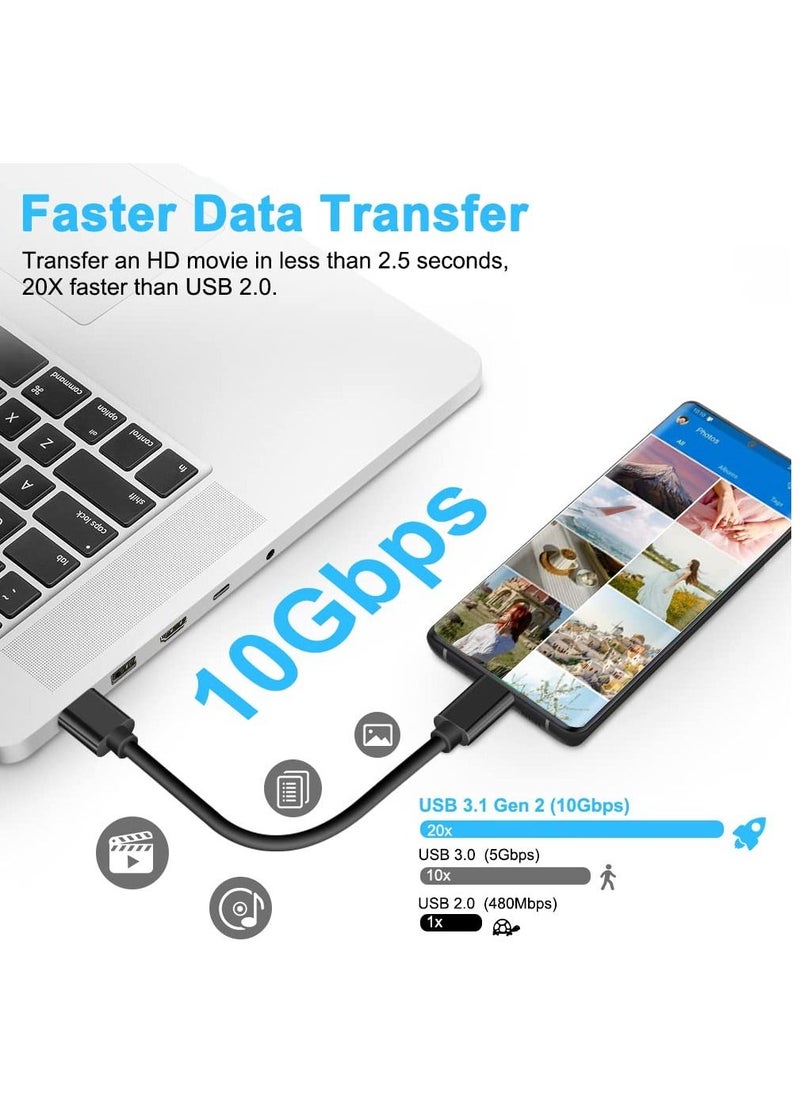 USB C Cable, USB C 3.1 Gen 2 to USB Cable, Type C 3A Fast Charge & 10Gbps Data Sync Cable for MacBook, Galaxy S20, Samsung T7, Portable SSD, SSD, Oculus Quest, Power Bank and More,Black