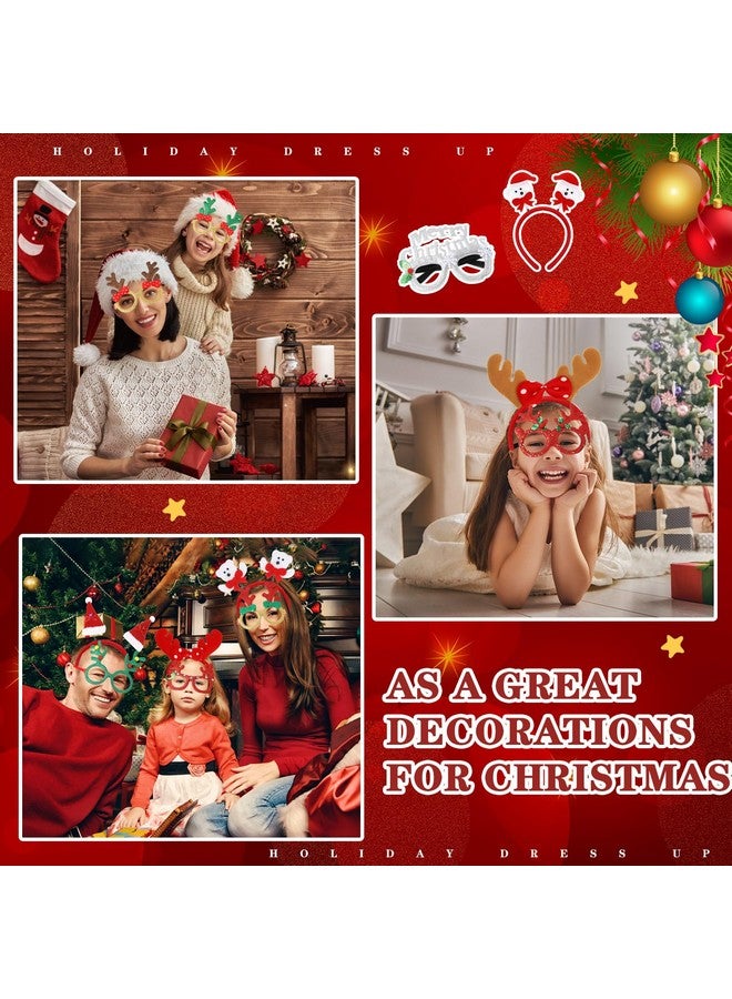 Jerify 80 Pcs Christmas Glasses Frames And Headbands Set, Christmas Glitter Glasses Costume Eyeglasses Christmas Holiday Headbands For Christmas Party Favors Decoration Accessories Gift Photo Props - Image 4
