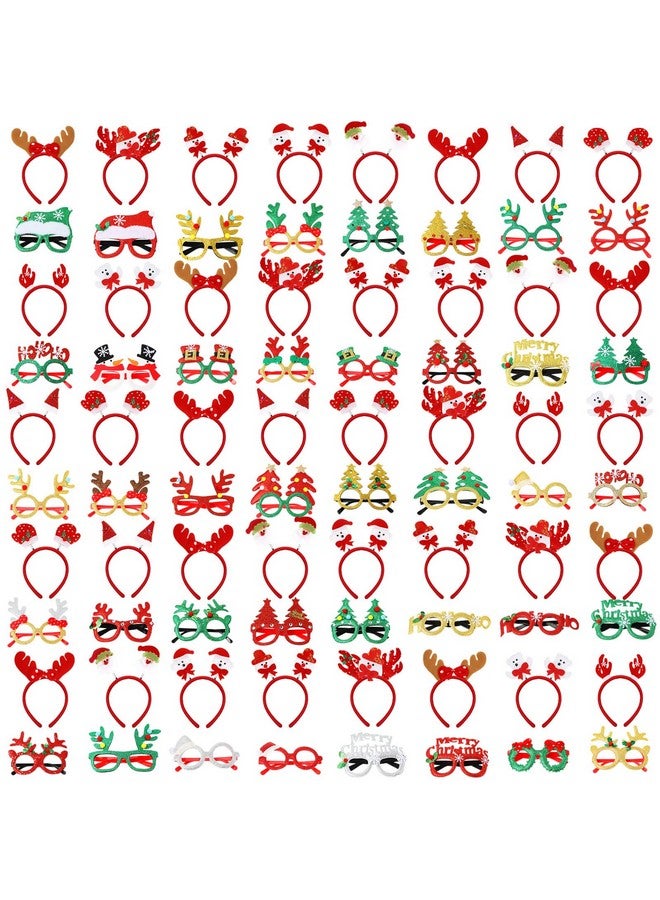 Jerify 80 Pcs Christmas Glasses Frames And Headbands Set, Christmas Glitter Glasses Costume Eyeglasses Christmas Holiday Headbands For Christmas Party Favors Decoration Accessories Gift Photo Props - Image 1