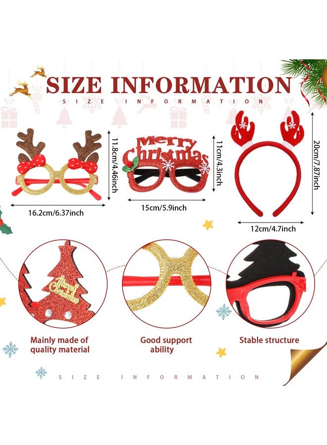 Jerify 80 Pcs Christmas Glasses Frames And Headbands Set, Christmas Glitter Glasses Costume Eyeglasses Christmas Holiday Headbands For Christmas Party Favors Decoration Accessories Gift Photo Props - Image 2