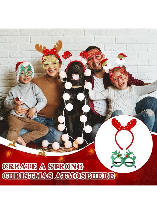 Jerify 80 Pcs Christmas Glasses Frames And Headbands Set, Christmas Glitter Glasses Costume Eyeglasses Christmas Holiday Headbands For Christmas Party Favors Decoration Accessories Gift Photo Props - Image 3