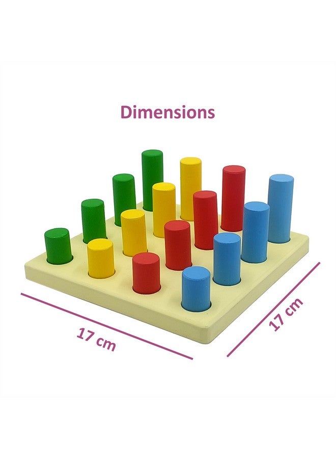TANTRUMS 4 Pegs Size Grading Cylinder Building Blocks Montessori Colorful Wooden Early Home School Toy - 4pcs Set for Kids for 1 Year + Kids - Image 2