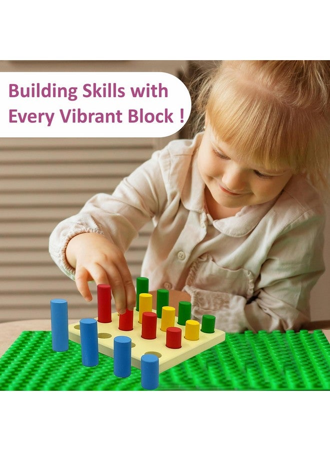 TANTRUMS 4 Pegs Size Grading Cylinder Building Blocks Montessori Colorful Wooden Early Home School Toy - 4pcs Set for Kids for 1 Year + Kids - Image 5
