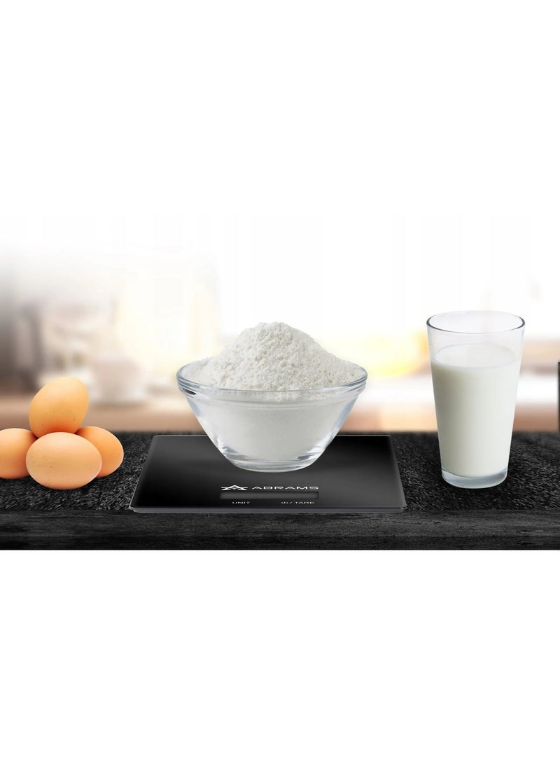 أبرامز ميزان مطبخ رقمي أبرامز 5 كجم بدقة 1 جم – سطح زجاج أسود بشاشة مضيئة ولمس - Image 4
