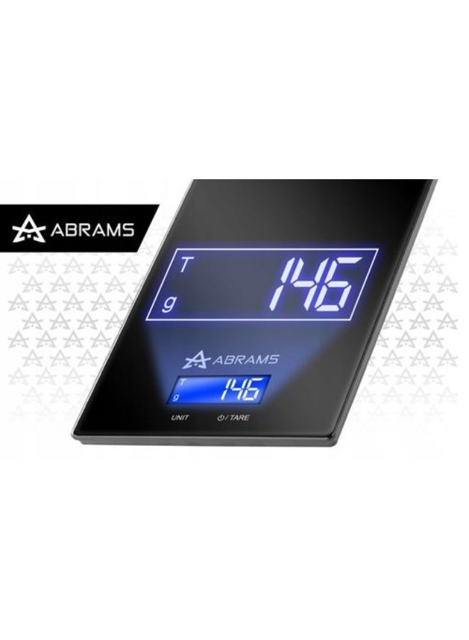 أبرامز ميزان مطبخ رقمي أبرامز 5 كجم بدقة 1 جم – سطح زجاج أسود بشاشة مضيئة ولمس - Image 3