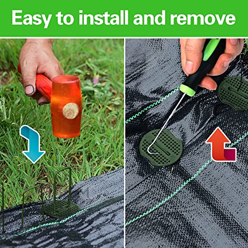 Bakulyor 100pcs Green Artificial Turf Stakes Staples + 100pcs Buffer Washer, 6 Inch 11 Gauge Landscape Staples, Galvanized Lawn Spikes, Heavy Duty Yard Ground Pin for Grass Weed Barrier Sod Fabric - Image 4