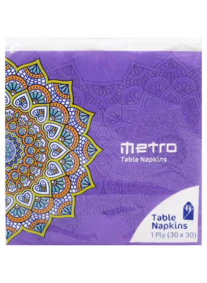 Metro Pack of 5 Metro Table Napkin Tissue Single Ply (30x30) MET-F030E21009 - Image 1