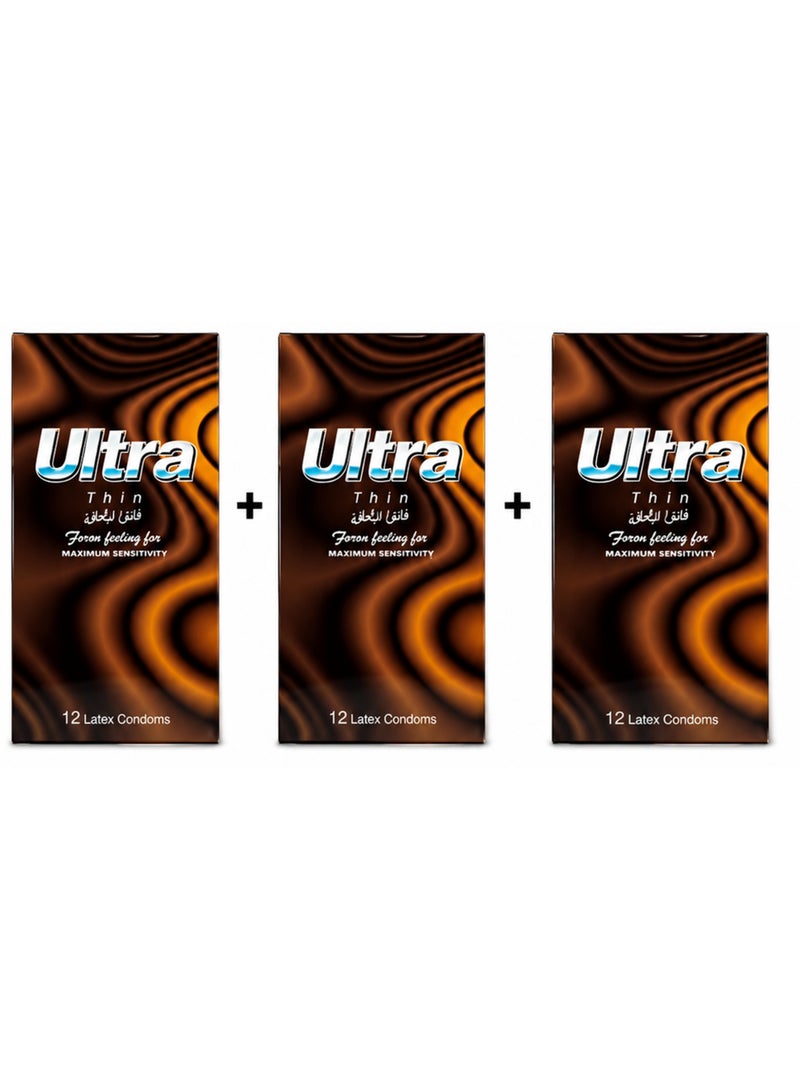 Ultra Condoms Thin 3 packs 12 each