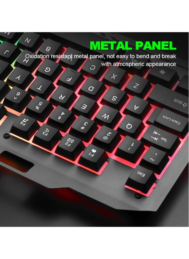 Beauenty Mechanical feel keyboard esports desktop notebook office game wired metal keyboard set/T25 metal set black  - Image 3