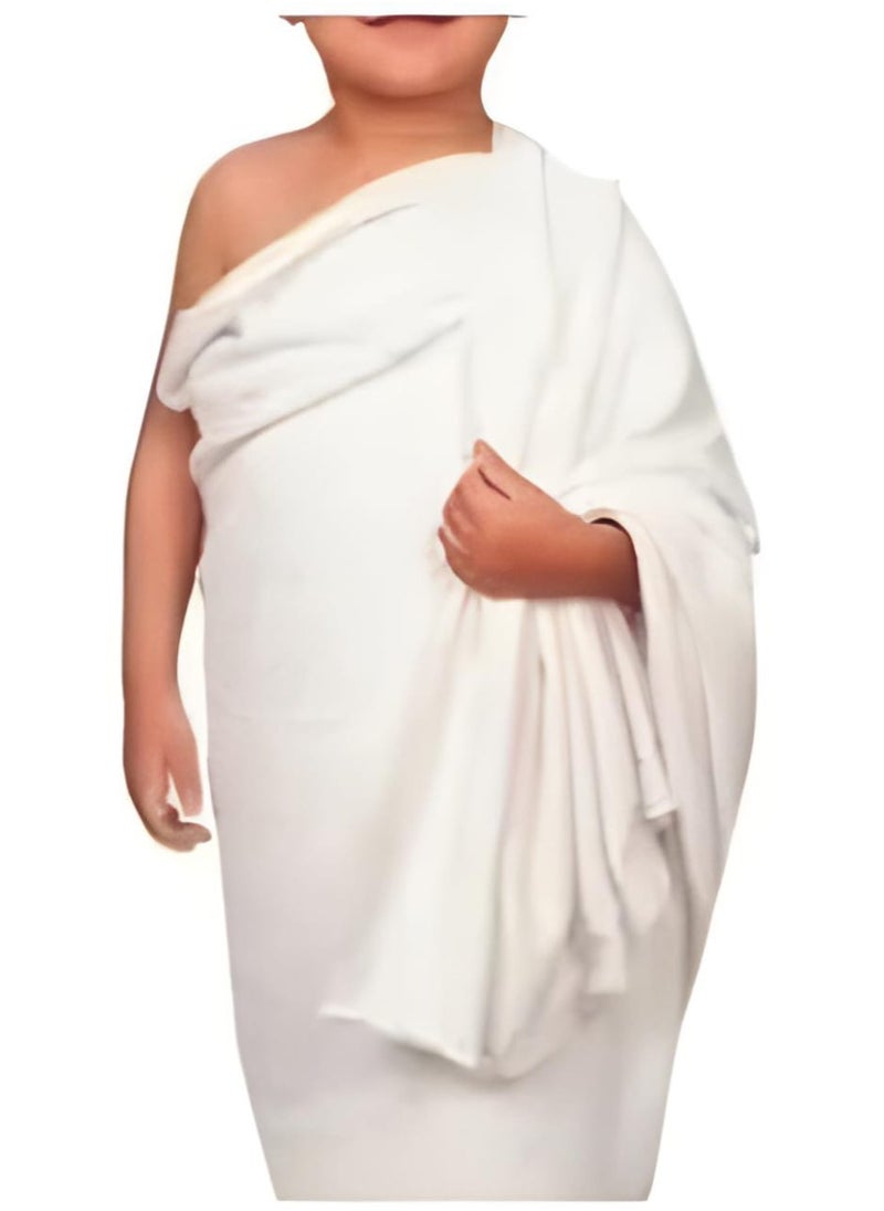 REBENUO Ihram clothes for children for Hajj and Umrah - 2 white towels - 100% natural healthy combed cotton towels, weight 600 grams  - Image 1