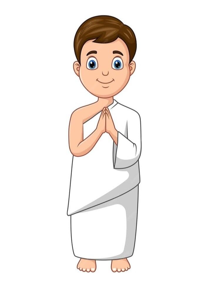REBENUO Ihram clothes for children for Hajj and Umrah - 2 white towels - 100% natural healthy combed cotton towels, weight 600 grams  - Image 3