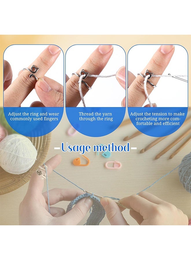 GD 45 Pcs Crochet Hooks Set with 9 Ring for Finger - Adjustable Crochet Tension Ring with Transparent Case Yarn Rings for Crocheting Knitting, Measure Tape Beginners Crochet Hook Set for Crochet Art, DIY Crafting - Image 5