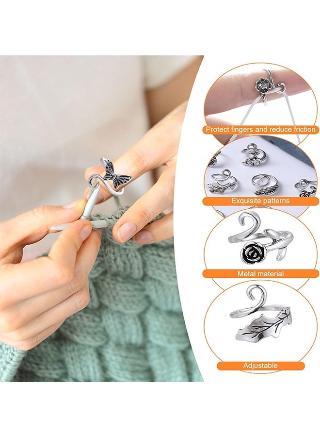 GD 45 Pcs Crochet Hooks Set with 9 Ring for Finger - Adjustable Crochet Tension Ring with Transparent Case Yarn Rings for Crocheting Knitting, Measure Tape Beginners Crochet Hook Set for Crochet Art, DIY Crafting - Image 4