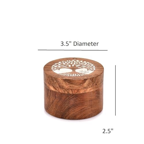 EDHAS Acacia Wood Salt Cellar Box Elegant Kitchen Salt Container Holder with Swivel Lid to Storage Pepper Spice (3.5" x 3.5" x 2.5") - Image 4