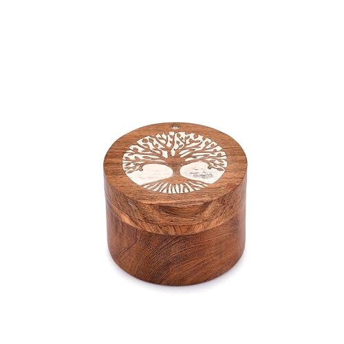 EDHAS Acacia Wood Salt Cellar Box Elegant Kitchen Salt Container Holder with Swivel Lid to Storage Pepper Spice (3.5" x 3.5" x 2.5") - Image 2