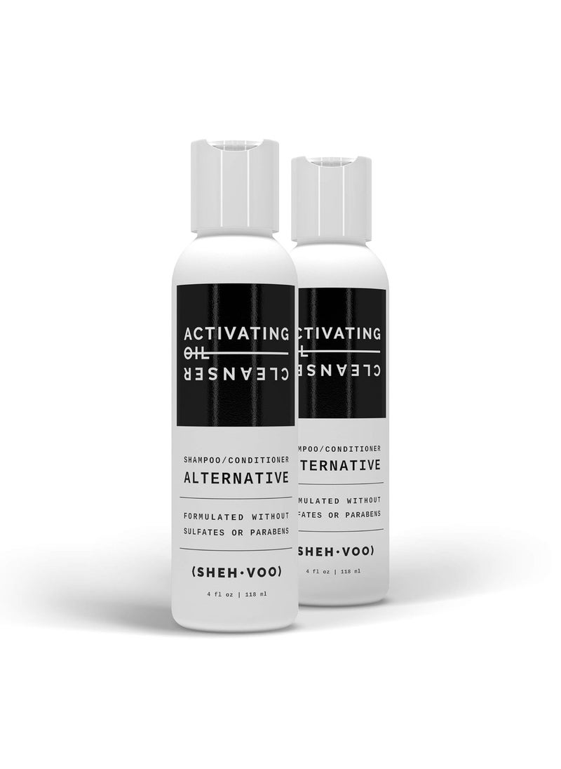 (SHEHVOO) SHEHVOO AOC DUO Kit  2 Activating Oil Cleansers  2 in 1 Hair Wash  ShampooConditioner Alternative  Sulfate  Paraben Free 4 fl oz Each 