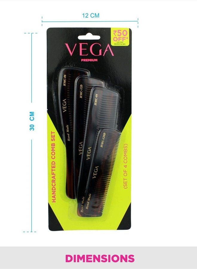 Vega Helmets مجموعة فيغا من 4 أمشاط مصنوعة يدويًا - Image 2