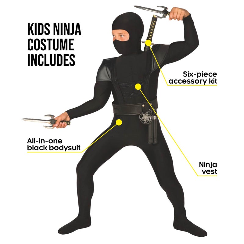 Morph Kids Ninja Costume, Ninja Costumes for Boys, Boys Halloween Costume, Halloween Costumes for Kids, Medium - Image 2