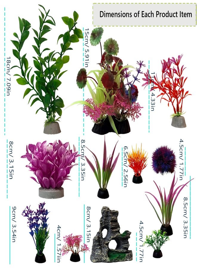 CaterRina Aquarium Artificial Plastic Plants Decorations Goldfish Betta Cave Rock Hideout Fish Bowl Ornaments Plants Colorful Vivid Fish Tank Small Large Artificial Plants Seaweed Sets Aquarium Decor - Image 2
