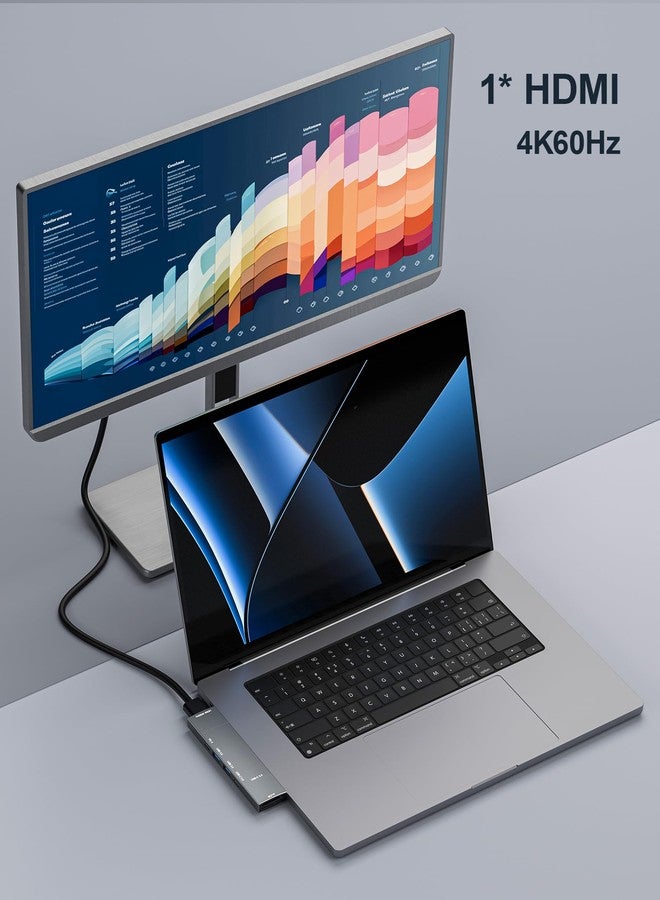 موزع USB-C لأجهزة MacBook، موزع USB-C 7 في 2، يدعم Thunderbolt 4، منفذ USB-C، منفذ HDMI بدقة 4K 60Hz، منفذي USB-C، منفذي USB-A لنقل البيانات، قارئ بطاقات microSD وSD لأجهزة MacBook Pro 13 بوصة، MacBook Air M1 M2 M3، iPad، Dell، Lenovo - Image 4