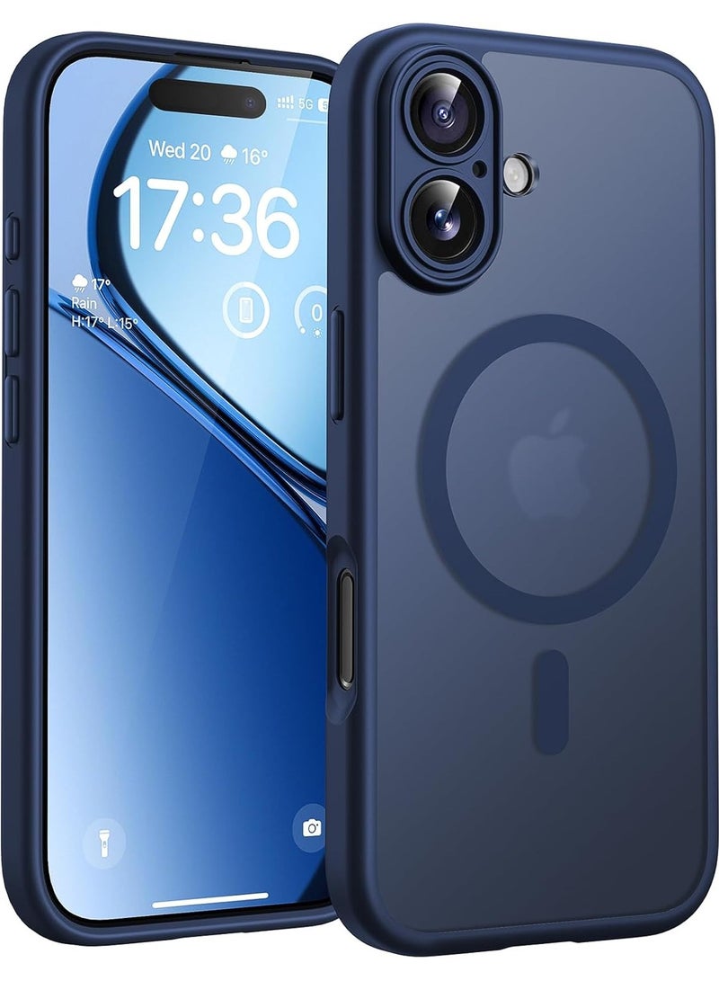 حافظة مغناطيسية لهاتف iPhone 17، حلقة مغناطيسية مدمجة، متوافقة مع MagSafe، مقاومة للصدمات من الدرجة العسكرية، حافظة غير لامعة شفافة غير قابلة للانزلاق، (أزرق داكن) - Image 1