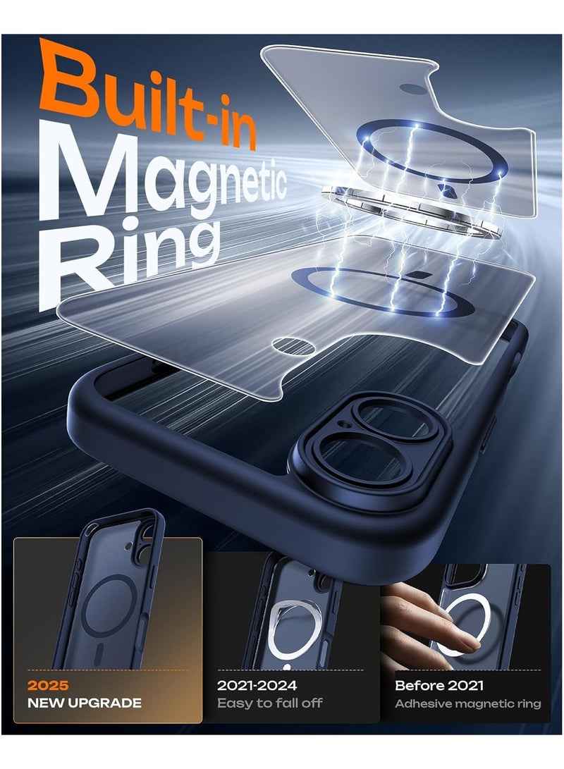 حافظة مغناطيسية لهاتف iPhone 17، حلقة مغناطيسية مدمجة، متوافقة مع MagSafe، مقاومة للصدمات من الدرجة العسكرية، حافظة غير لامعة شفافة غير قابلة للانزلاق، (أزرق داكن) - Image 3
