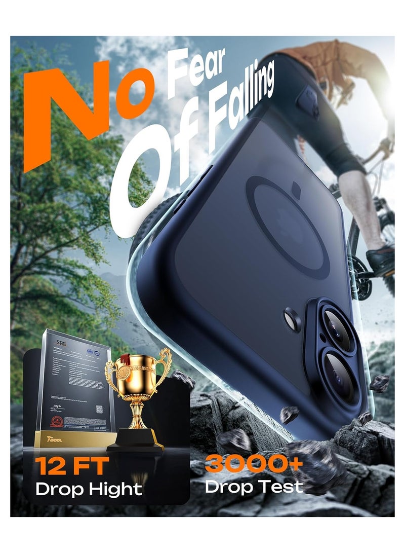 حافظة مغناطيسية لهاتف iPhone 17، حلقة مغناطيسية مدمجة، متوافقة مع MagSafe، مقاومة للصدمات من الدرجة العسكرية، حافظة غير لامعة شفافة غير قابلة للانزلاق، (أزرق داكن) - Image 5