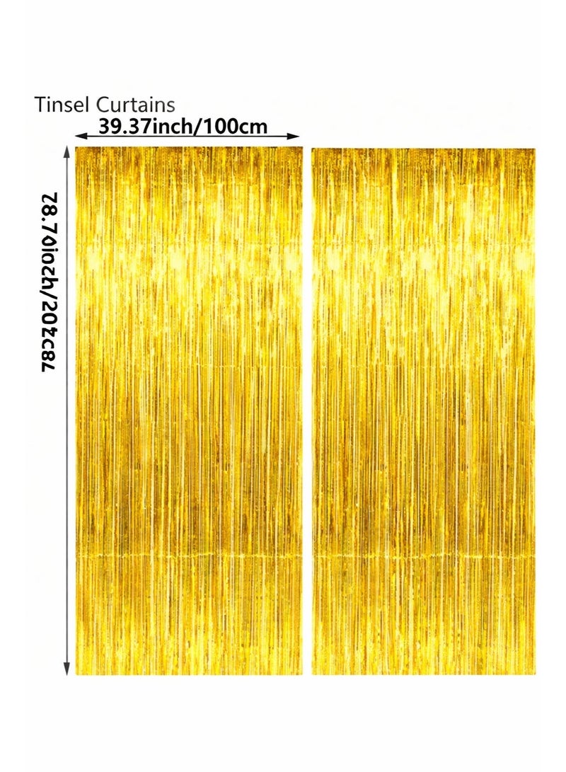 Graduation Party Decorations – Gold Metallic Fringe Curtain, Elegant Party Backdrop for Birthdays & Weddings - Image 3