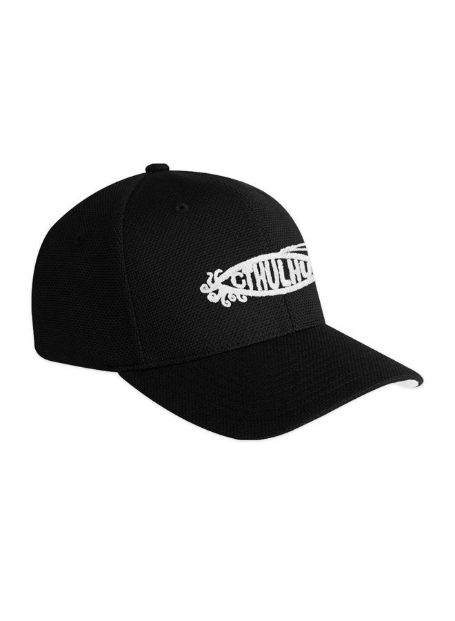 EvolveFISH Cthulhu Fish Embroidered Flexfit Adult Cool & Dry PiquÃƒ© Mesh Cap Hat - [Black] - Image 2