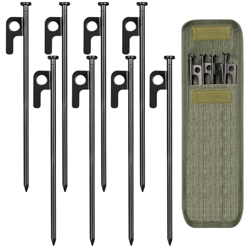 DkOvn 8/16/32 Pack Tent Stakes, 8/12/16in Heavy Duty Tent Stakes with Storage Bag, Forged Steel Tent Pegs for Camping(8 - Image 2