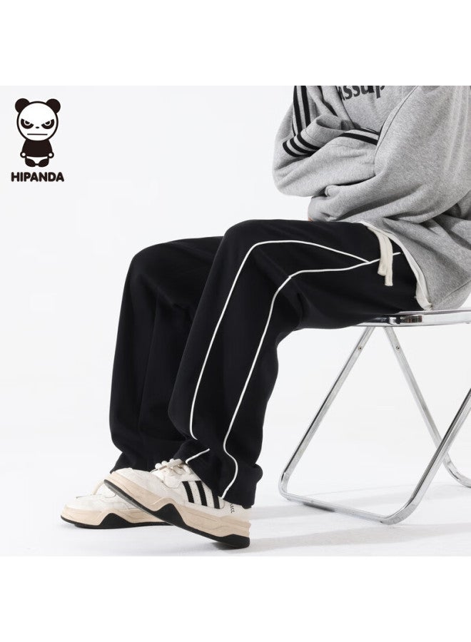 Hipanda Casual Pants For Men, Summer Trendy Striped Elastic Waist Sports Straight-leg Trousers, Black, XL - Image 5
